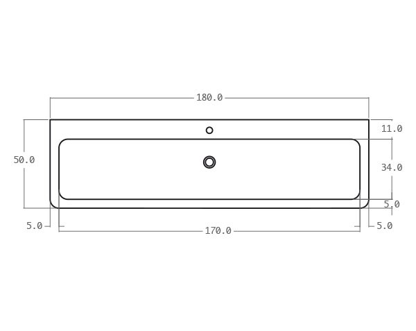 Natural limestone washbasin - Technical plan 180 cm