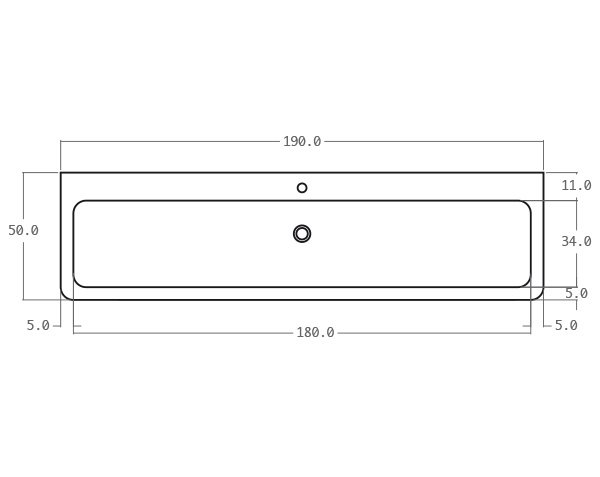 Natural limestone washbasin - Technical plan 190 cm