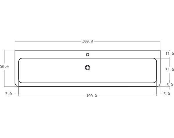 Natural limestone washbasin - Technical plan 200 cm