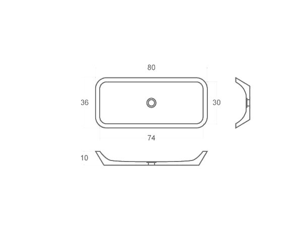 Vasque pierre Bourgogne - Schéma technique 80 cm