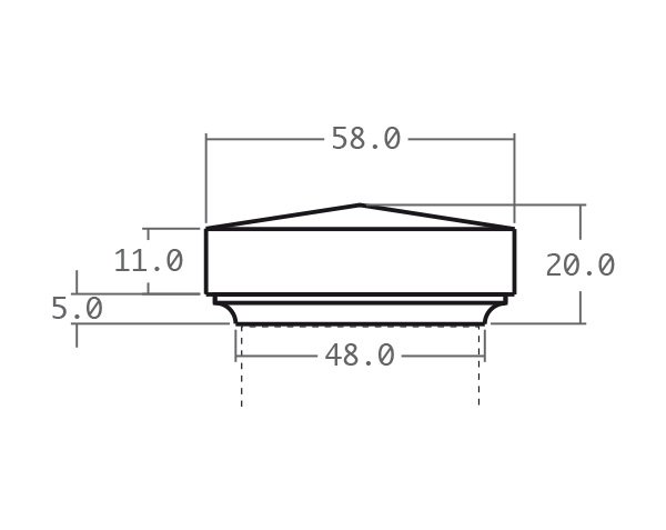 Natural limestone pillar cap - Technical plan Merceuil Model 58|58 x 20 cm