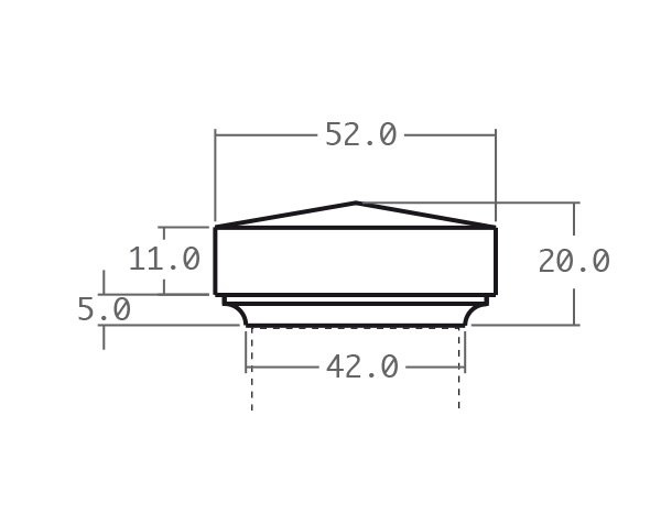 Natural limestone pillar cap - Technical plan Merceuil model 52|52 x 20 cm