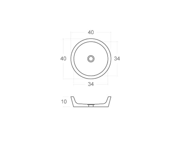 Vessel sink in limestone - Technical plan Diameter 40 cm