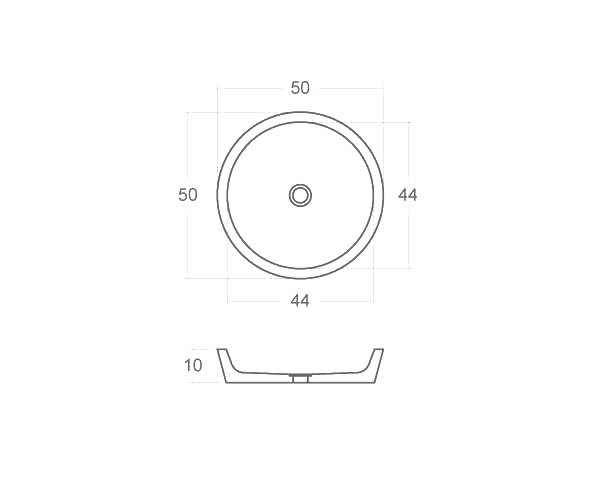 Vessel sink in limestone - Technical plan Diameter 50 cm
