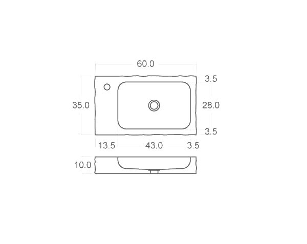 Outdoor Stone Sink - Technical plan 60 cm