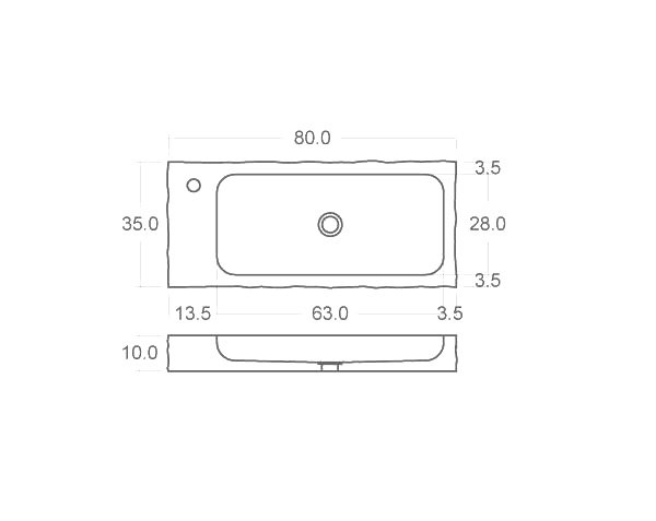 Outdoor Stone Sink - Technical plan 80 cm
