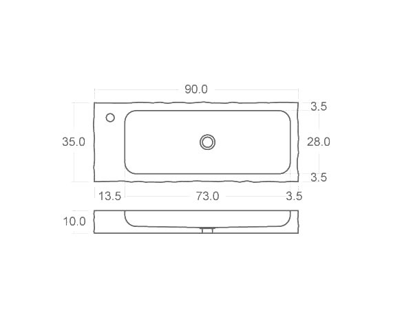 Outdoor Stone Sink - Technical plan 90 cm