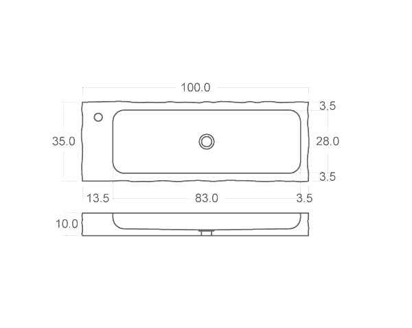 Outdoor Stone Sink - Technical plan 100 cm