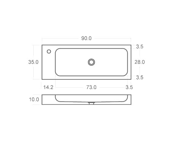 Limestone hand washbasin - Technical plan 90 cm
