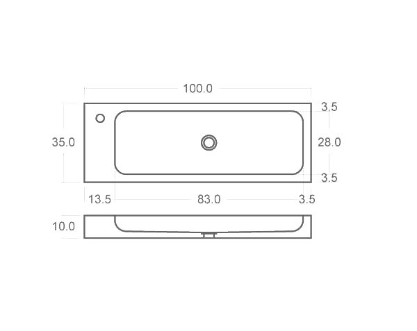 Limestone hand washbasin - Technical plan 100 cm