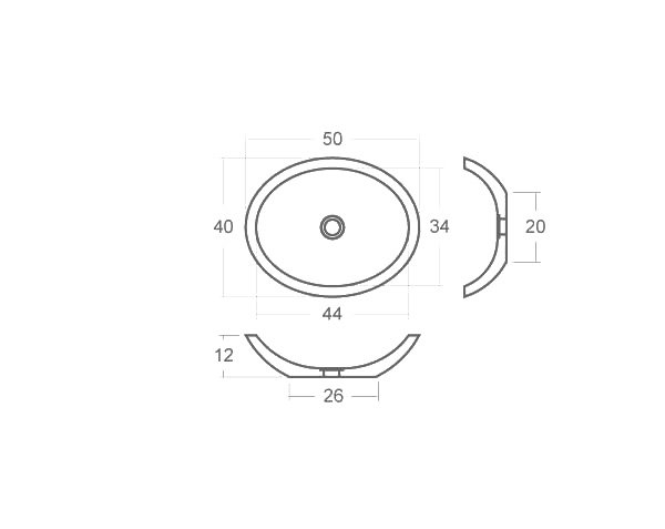 Round washbasin - Technical plan 50 cm