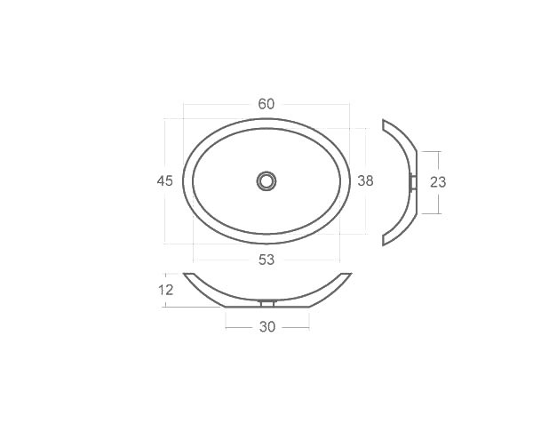 Round washbasin - Technical plan 60 cm