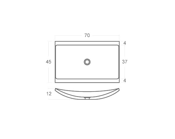 Vasque en pierre salle de bain - Schéma technique 70 cm