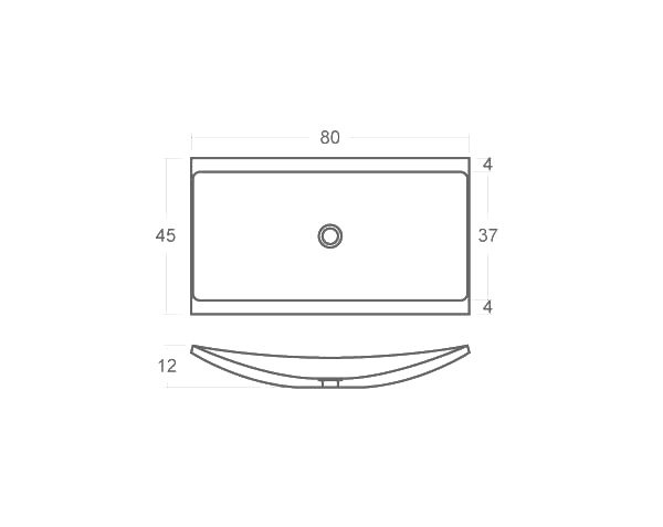 Stone bathroom sink - Technical plan 80 cm