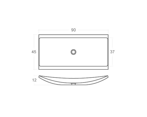 Stone bathroom sink - Technical plan 90 cm