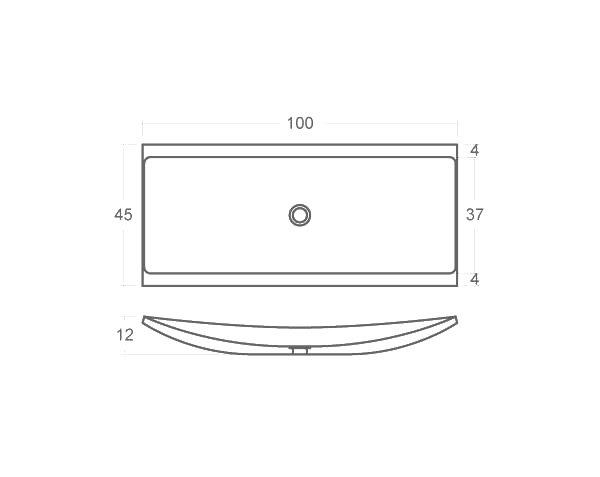 Stone bathroom sink - Technical plan 100 cm