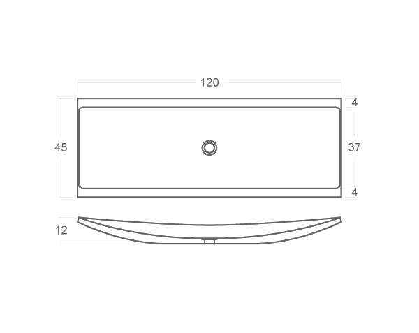 Vasque en pierre salle de bain - Schéma technique 120 cm
