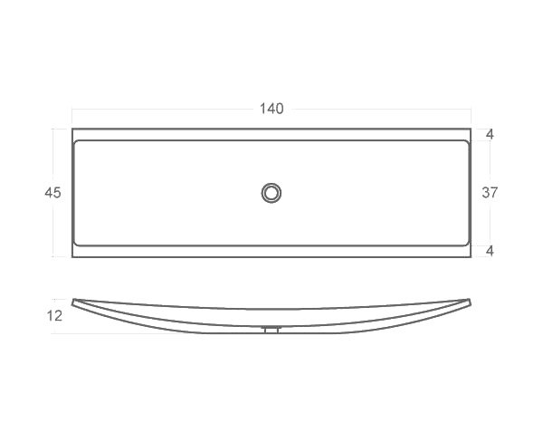Stone bathroom sink - Technical plan 140 cm