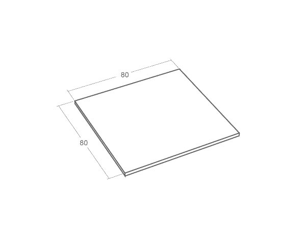 Square table top in natural limestone - Technical plan 80 cm