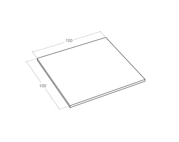 Square table top in natural limestone - Technical plan 100 cm