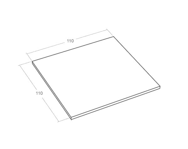 Square table top in natural limestone - Technical plan 110 cm