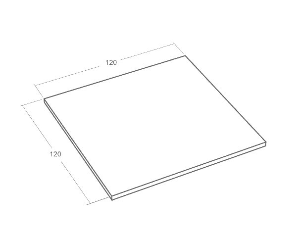 Square table top in natural limestone - Technical plan 120 cm