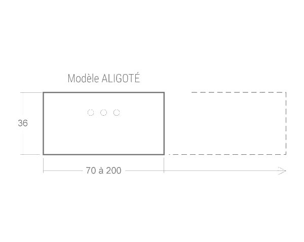 Crédence en pierre - Schéma technique Modèle ALIGOTE