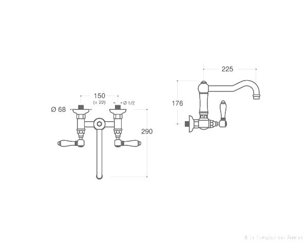 Wall tap – Upward - Technical plan