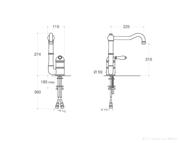 Bastide tap Fittings - Technical plan Bastide tap Fittings - Technical plan