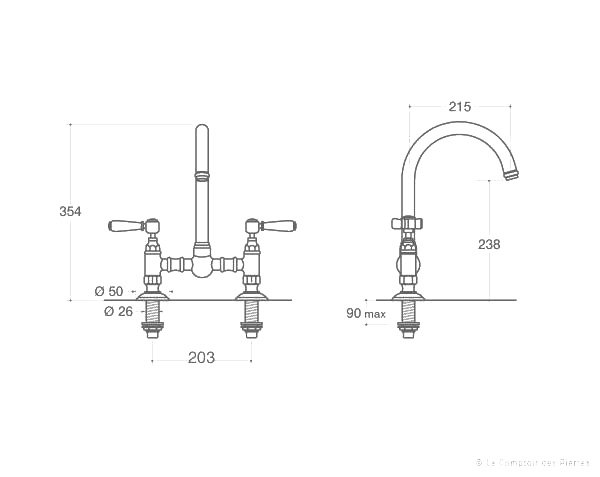 Sénanque tap Fittings - Technical plan