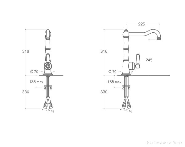 Tap for kitchen - Technical plan