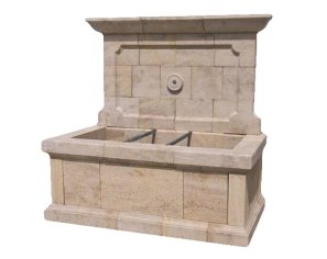 Solid Burgundy limestone fountain - Lanvignes Golden-Yellow Aged Solid Burgundy limestone fountain - Lanvignes Golden-Yellow Aged