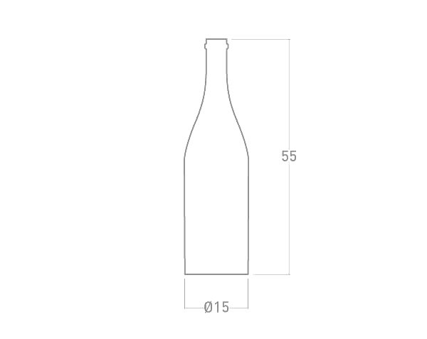 Limestone bottle Decoration - Technical plan Ø15 x 55 cm