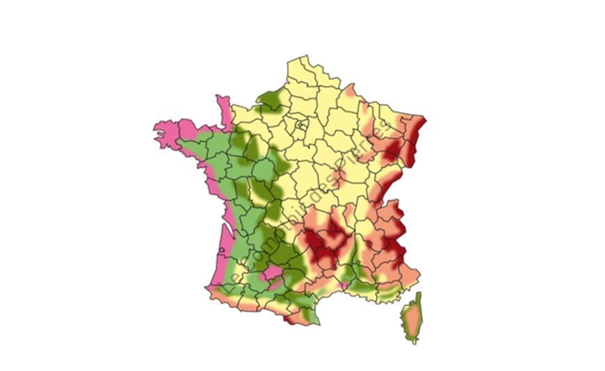 Pierres et zones de gel en France